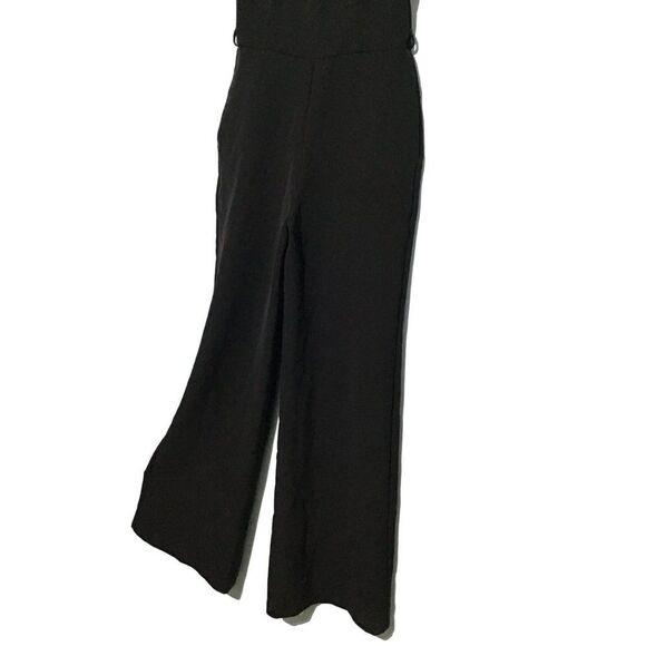 XOXO Black Jumpsuit Spaghetti Straps Wide Leg Pockets - Picture 3 of 10